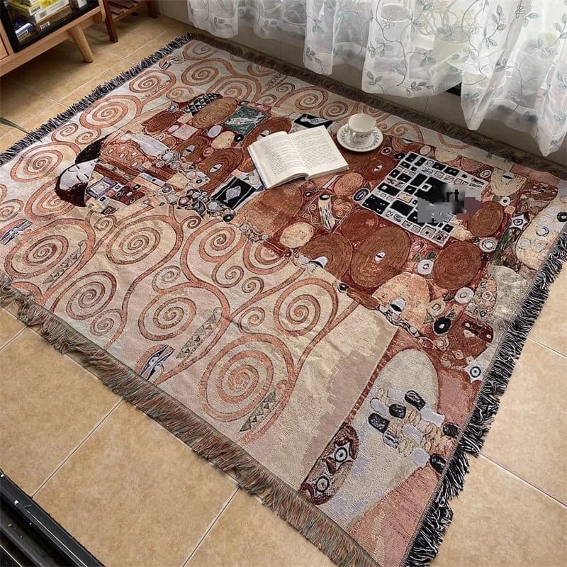 بطانية نسيج مطبوع فني لتزيين الأريكة والجدران
